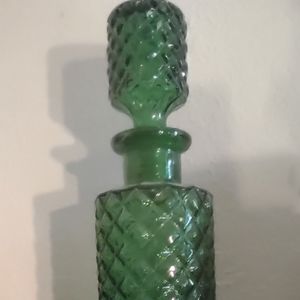 Vintage green genie bottle, wine decanter